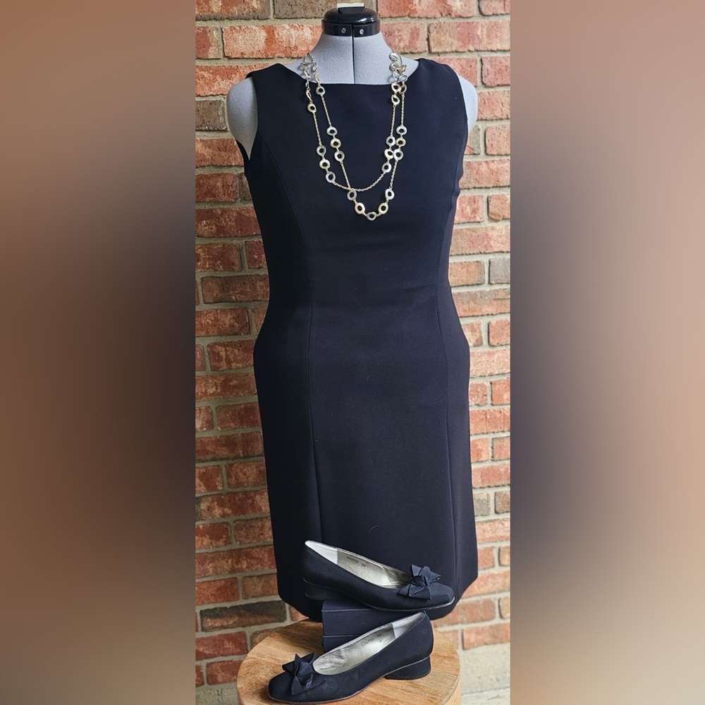 Tahari ASL Classic Black Midi Dress